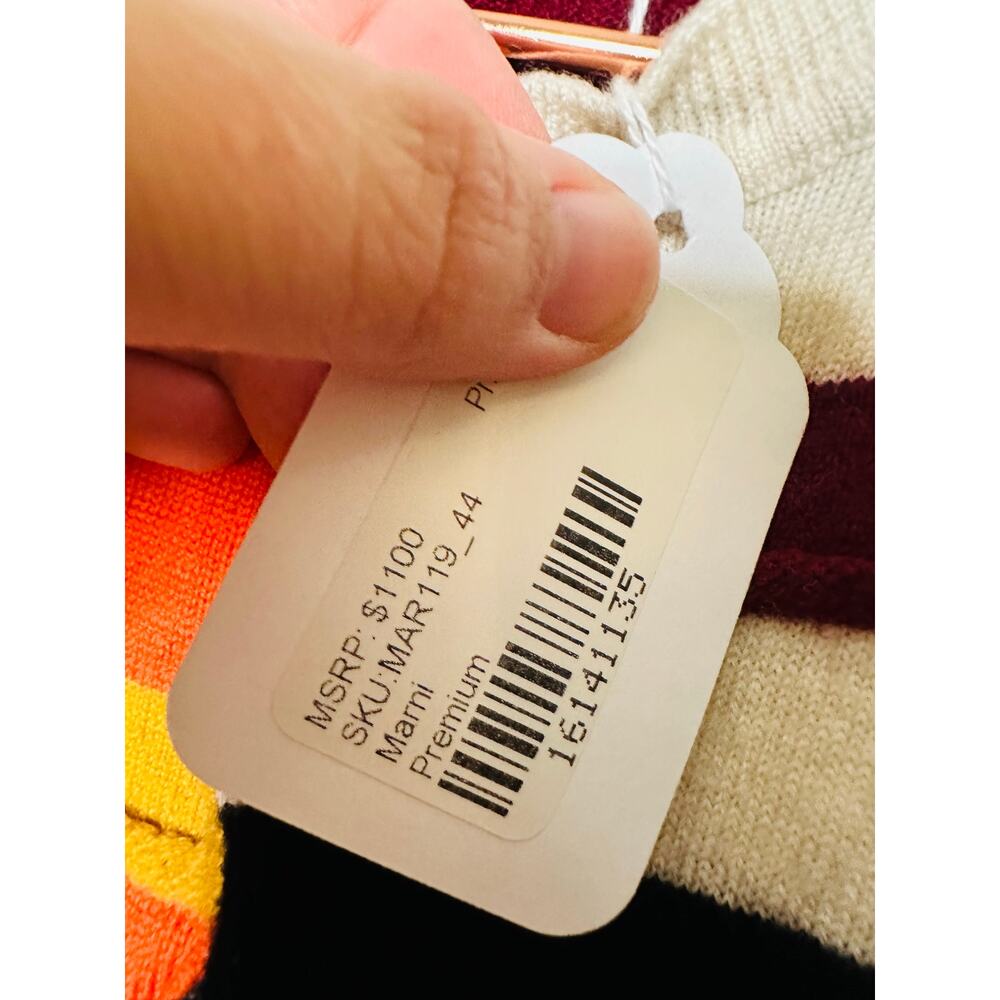 Marni Orange Blue Patchwork Striped Wool Sleevele… - image 6